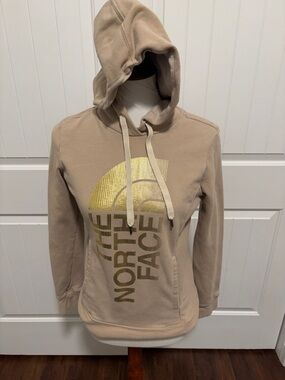 The North Face Women's Hoodie in Taupe with White Logo